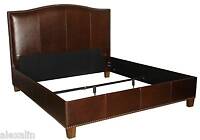 King Size Leather Bed in Jack Daniels Brown with Large Nail Heads Trim