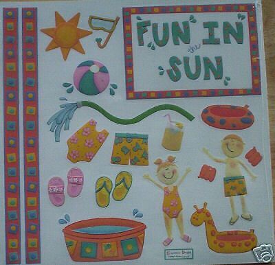 POOL PARTY FUN IN THE SUN SUMMER EMBOSSED SCRAPBOOK KIT  