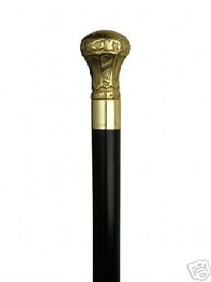 Brass Knob Mylord Style Black Wooden Walking Cane Canes