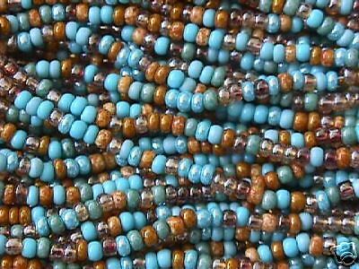 Turquoise Ivory Amber Stone Mix Czech Seed Beads  