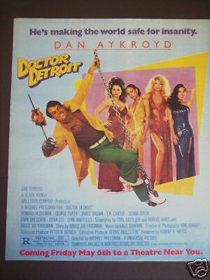 1983 DAN AYKROYD Movie promo ad DOCTOR DETROIT Howard Hesseman, Donna 