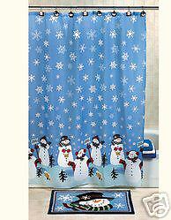 Darling Snowman Shower Curtain Set Brand New  