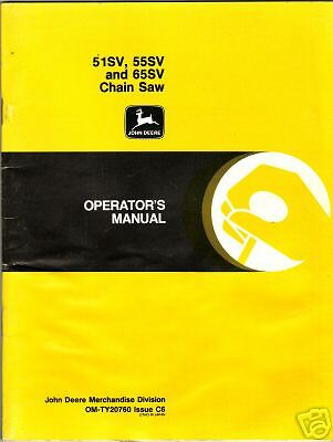 John Deere 51SV 55SV 65SV Chain Saw Operator’s Manual  