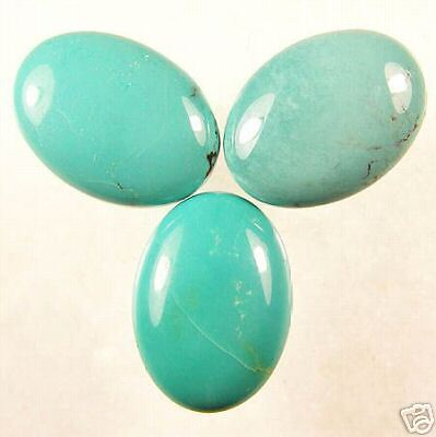 3P sea green spiderweb turquoise oval cabochon 28ct  