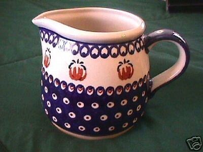 Boleslawiec Polish Handmade blue Stoneware Pitcher  