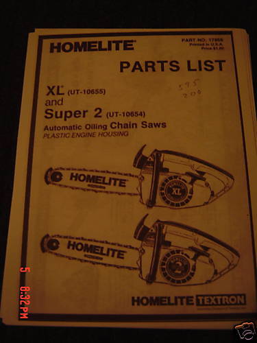 Homelite XL, Super 2 Parts list  