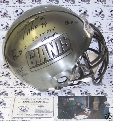 LAWRENCE TAYLOR GIANTS PEWTER FULLSIZE AUTHENTIC HELMET  