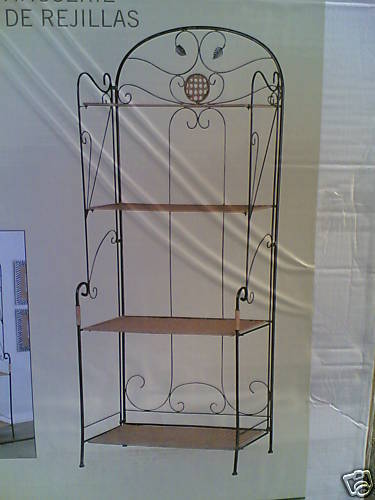 NIB Elegant Foldable Wicker Wrapped Shelve BAKERS RACK  