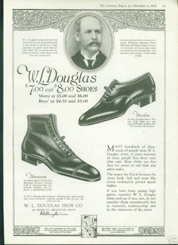 Lot of 1923 W.L. Douglas Shoe Co. Vintage Ads   2  