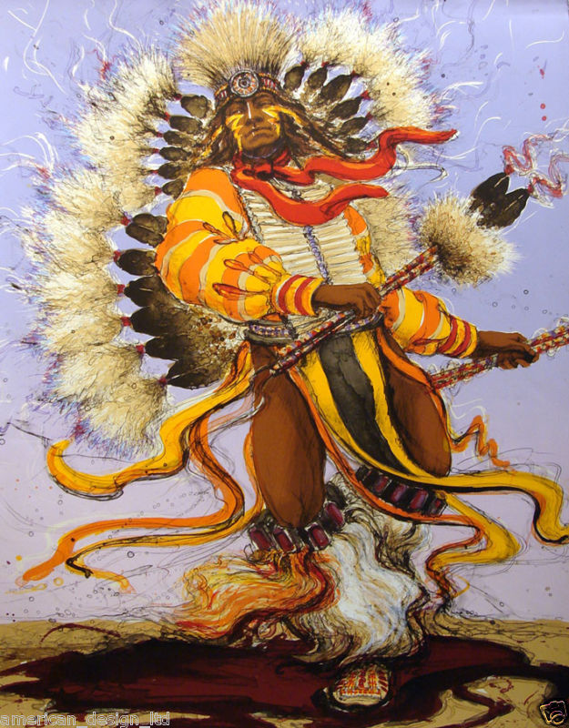 Larry Fodor Apache Dancer 2 indian Hand Signed Original Lithograph 