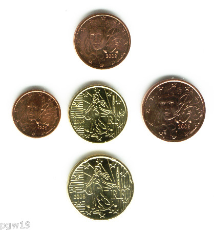 France 2008 Set of 5 (UNC)