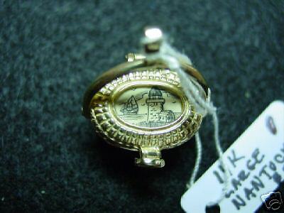 14k Gold Large Nantucket Basket Charm with a Scrimshaw Design on Lid 