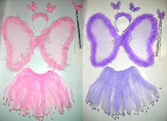 pc SET BUTTERFLY WING,WAND,HEADBAND, TUTU~DRESS UP  