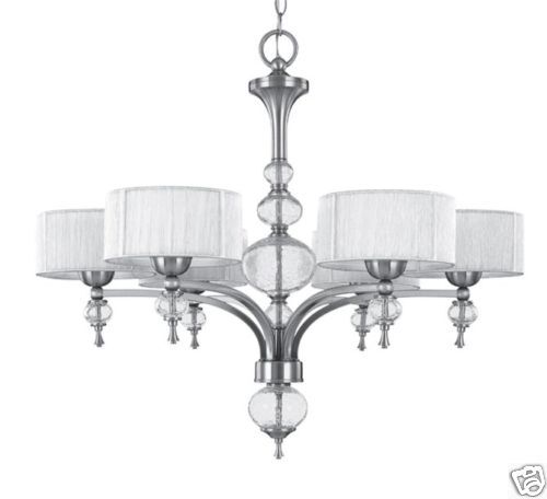 BRUSHED NICKEL & GLASS Light Chandelier, Hollywood GLAM  