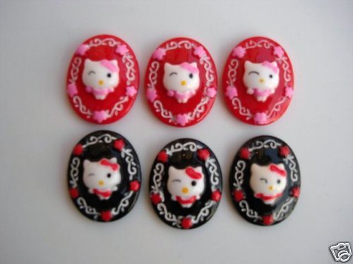 20 Oval Kitty Cat Resin Flatback Button/bow/craft B15  