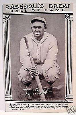 Ty Cobb Baseball Great Hall Of Fame Old Exhibit Card  