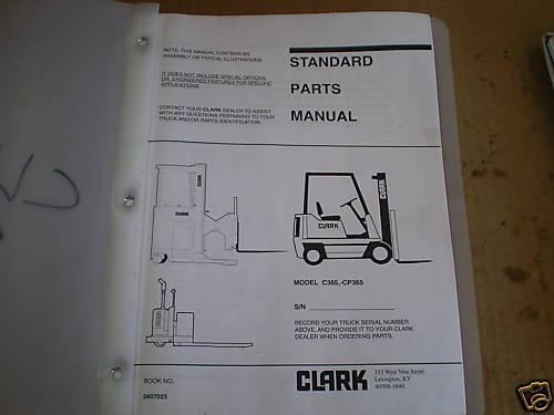 CLARK FORKLIFT PARTS CATALOG MANUAL C365 CP365  