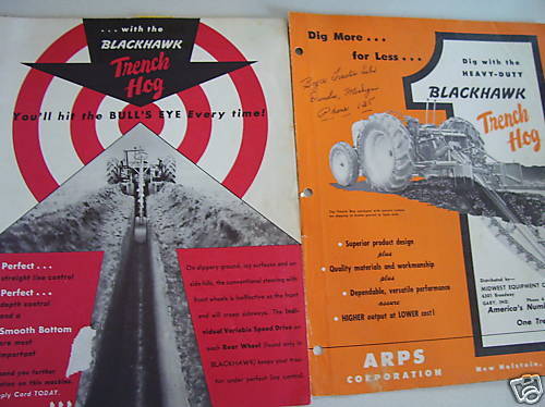 BLACK HAWK TRENCHER ADVERTISING BROCHURES  VINTAGE 1950  