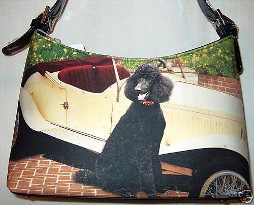 Belvah Rhinestone Black Apricot Poodle Hobo Handbag Purse Wallet 