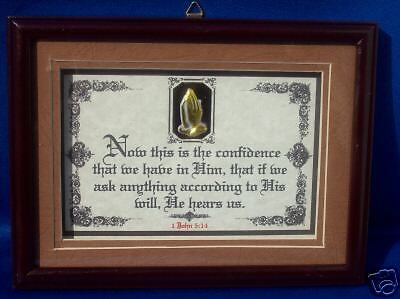 Bible Verse/Scripture Plaque   3D Gold Praying Hands   Shadow Box