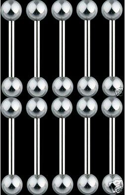   PC 14g 5/8 length 5mm balls size plain surgical steel tongue rings
