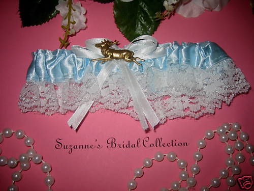 Garters Wedding Garter TOSS BUCK DEER HUNTER BLUE  