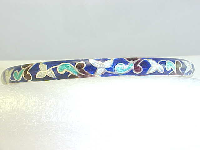 RUSSIAN 5.0MM ENAMEL STERLING SILVER BANGLE BRACELET  