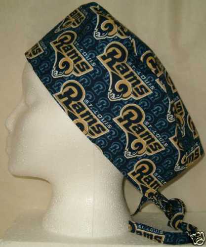 SURGICAL SCRUB HAT CAP MADE W ST. LOUIS RAMS NFL FABRIC  