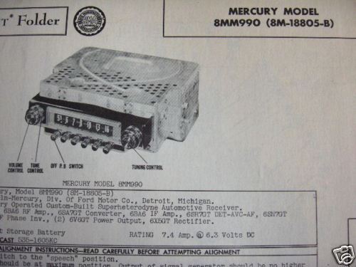 1949 MERCURY, 1948 1950 FORD TRUCK RADIO PHOTOFACT #2  