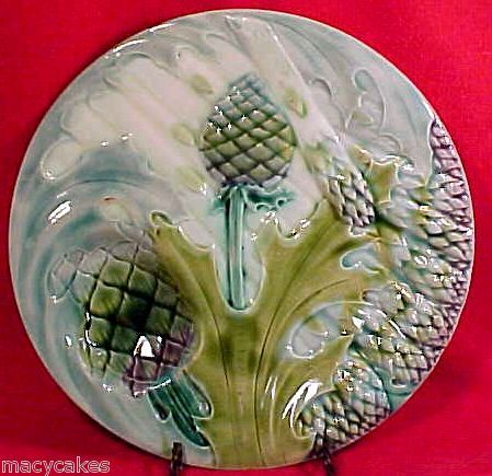 ANTIQUE MAJOLICA ASPARAGUS PLATE LUNEVILLE c.1880 1890  