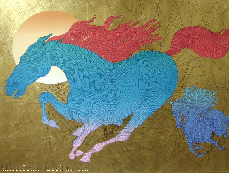   Azoulay Equus 2006 Hand Signed Serigraph Art with gold leaf L@@K OBO