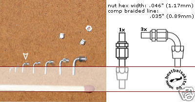 BRAIDED LINE FITTINGS 4pc .046 1.17mm SCALE DETAIL  