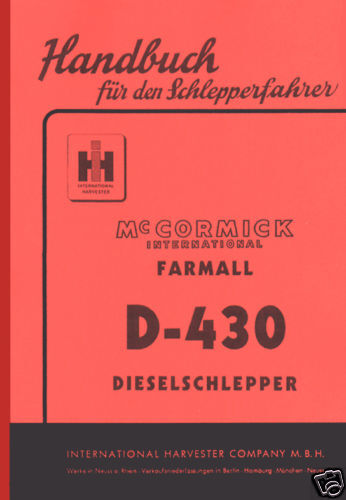 Betriebsanleitung Cormick D 430 Farmall  