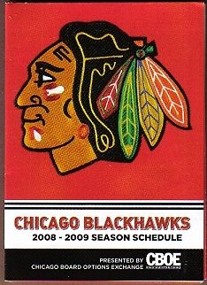 2008 09 Chicago Blackhawks Pocket Schedule CBOE BudLite  