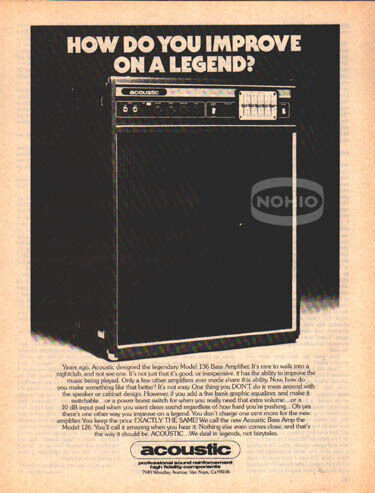 ACOUSTIC BRAND 126 COMBO AMP PINUP AD vtg 70s guitar  