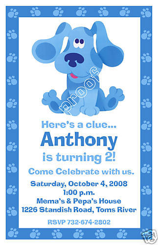 Set of 10 Blues Clues Personalized Invitations  