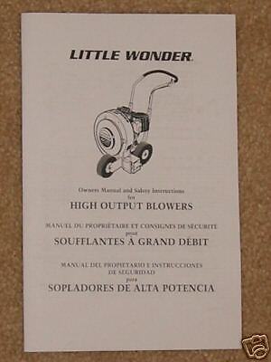 2001 Little Wonder HO Blower Owner & Parts Manual  