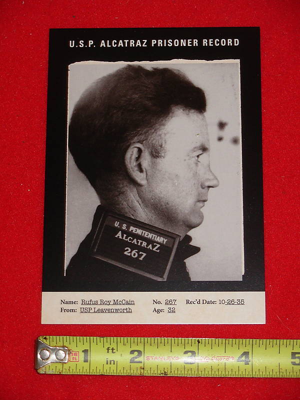 Rufus Roy McCain Alcatraz Prison Mug Shot Card  