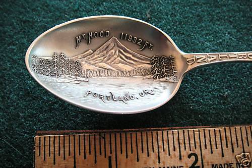 Antique Mt. Hood Embossed Sterling Spoon 5.3  