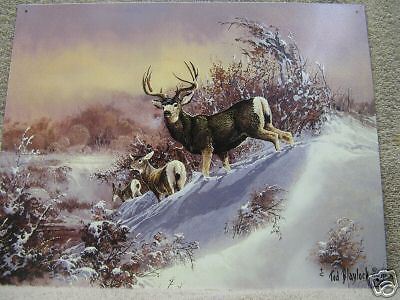 Deer Scene hunting lodge decor tin metal sign Blaylock  