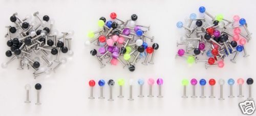 14g Labret Labrets Lip Rings WHOLESALE Lot 20 100 Bulk  