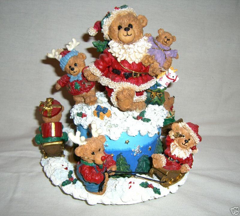 TEDDY BEAR CHRISTMAS MUSIC BOX~PLAYS JINGLE BELLS  