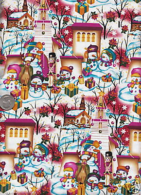 Christmas Snowman/Houses/Village Fabric 2 7/8 yd.  