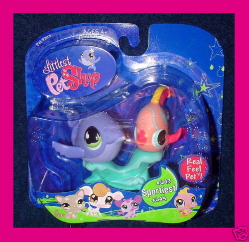 New Littlest Pet Shop ANGEL FISH #643 PURPLE WHALE #644  