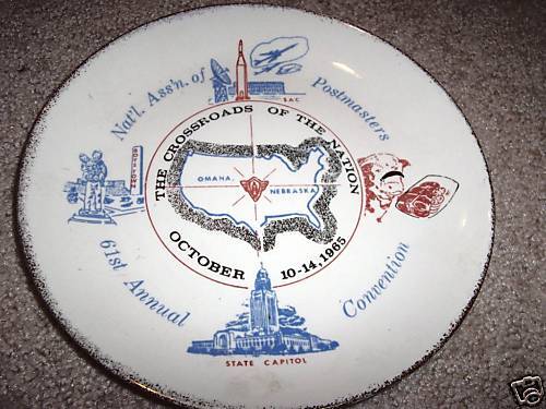 OMAHA, NEB. NATIONAL. ASSOC. POSTMASTERS PLATE  1965  