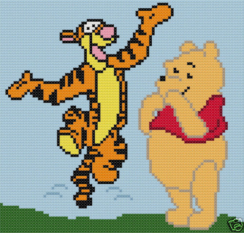 Bounceing Tigger & Pooh 24X24 Latch Hook Kit  