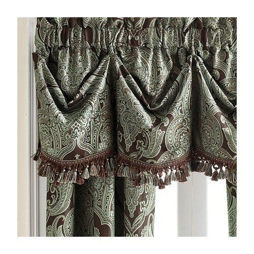 Croscill ROYALTON Federal VALANCE Aqua/Brown NEW 84  