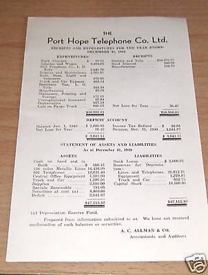 PORT HOPE TELEPHONE COMPANY=1944 5 6 7==4 REPORTS  